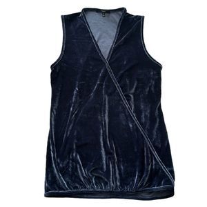 Tart Collection Blue Velvet Faux Wrap Sleeveless Versatile Top Size S